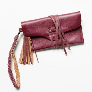 Free People Purple Leather Wrap Wallet Wristlet